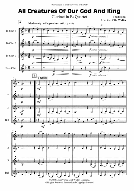 All Creatures Of Our God And King (arr. Gert Th. Walter)