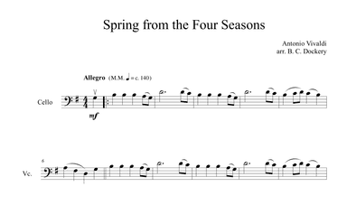 Spring from the Four Seasons (Cello Solo) (arr. B. C. Dockery)