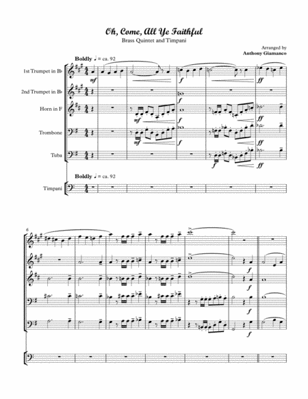 O Come, All Ye Faithful (Brass Quintet and Timpani) (arr. Anthony Giamanco)