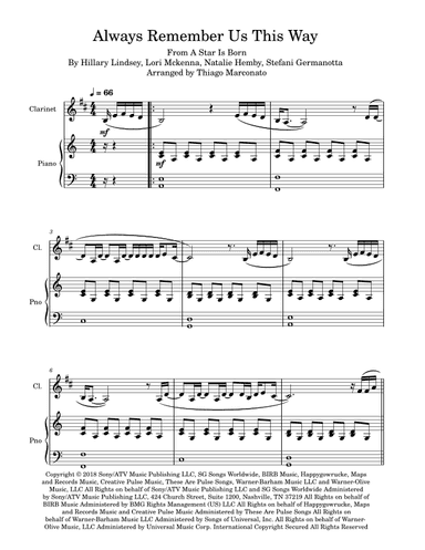 Always Remember Us This Way (arr. Thiago Marconato)