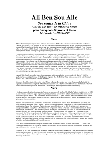 Ali Ben Sou Alle: Souvenirs de la Chine for soprano saxophone and piano (arr. Musik Fabrik Music Publishing)