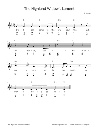 The Highland Widow's Lament (arr. songbooks.info)
