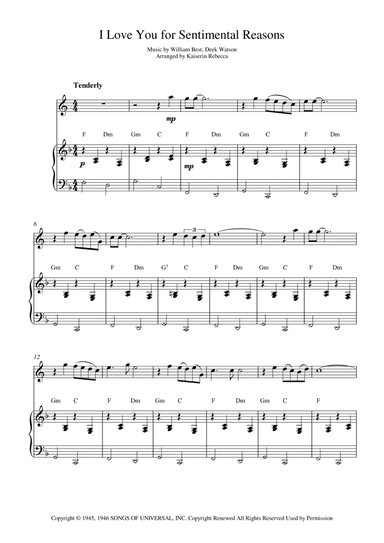 (i Love You) For Sentimental Reasons (arr. Kaiserin Rebecca)