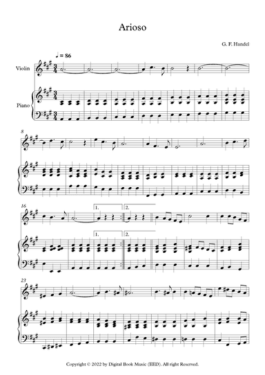 Arioso - George Frideric Handel (Violin + Piano) (arr. Digital Book Music)