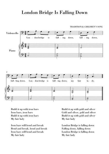London Bridge Violoncello (Easy Beginner) (arr. Ahiva Editions)