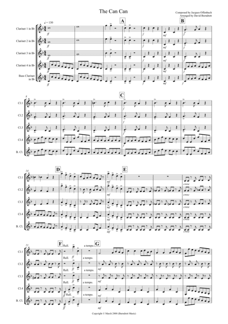 The Can Can for Clarinet Quinet (arr. D.Burndrett)