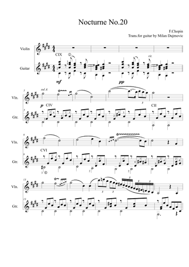Nocturne No.20 (arr. Milan Dujmovic)