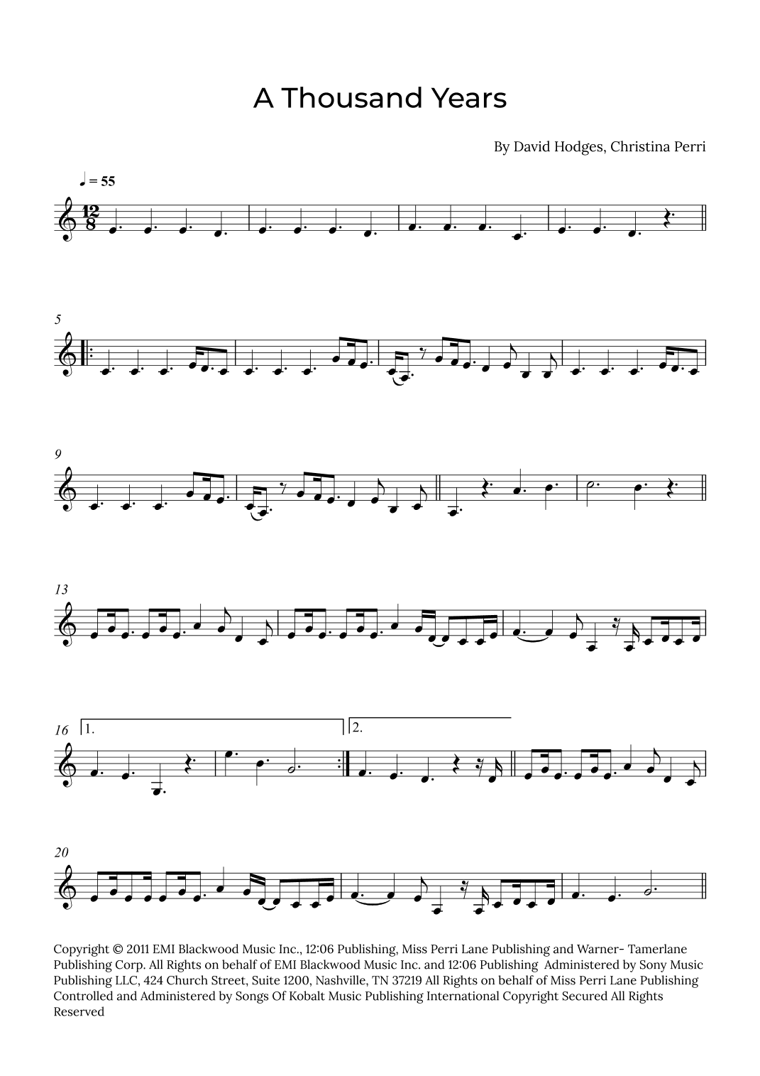 A Thousand Years (arr. Alex Nunes Rodrigues)