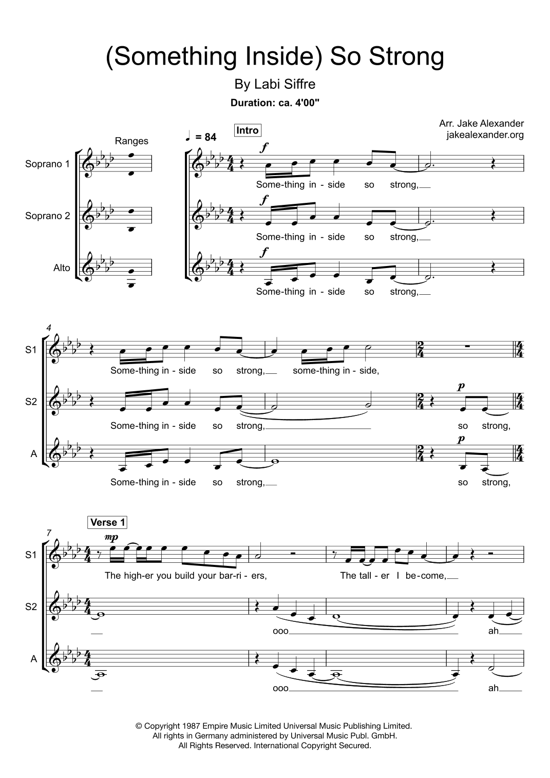 (something Inside) So Strong (arr. Jake Alexander)