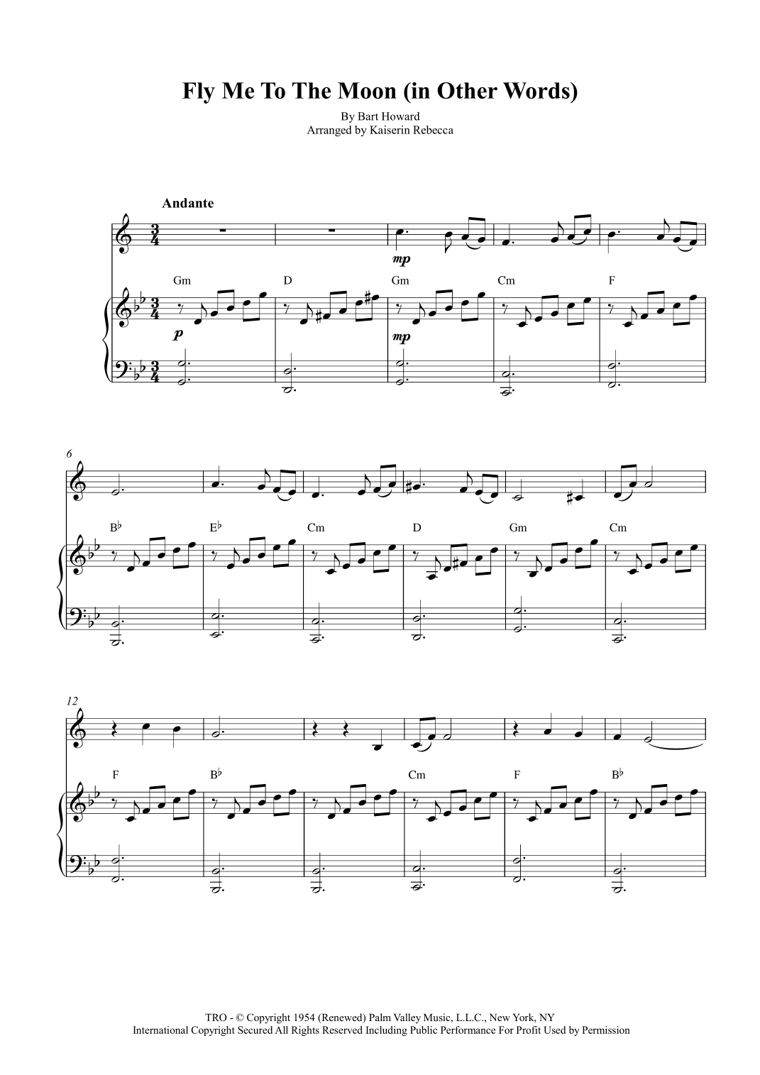 Fly Me To The Moon (in Other Words) (arr. Kaiserin Rebecca)