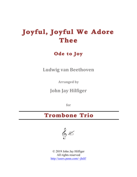 Joyful, Joyful We Adore Thee for Trombone Trio (arr. John Jay Hilfiger)