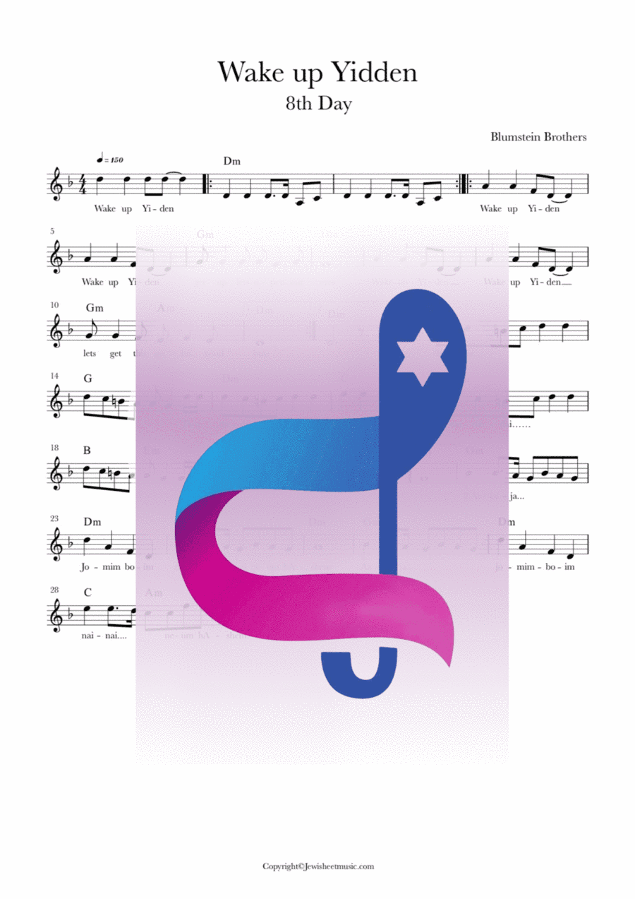 Wake up Yidden | 8th Day | Jewish lead sheet with chords (arr. Rivka Sloboder)
