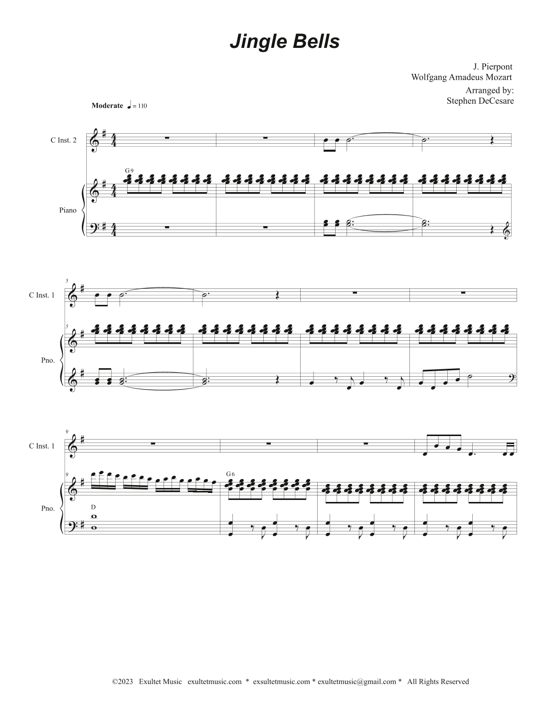 Jingle Bells (Duet for C-Instruments) (arr. Stephen DeCesare)
