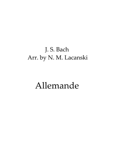 Allemande (arr. Nick Lacanski)