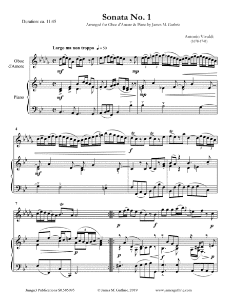 Vivaldi: Sonata No. 1 for Oboe d'Amore & Piano (arr. James M. Guthrie)
