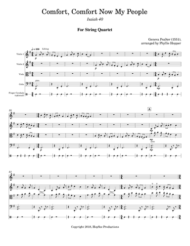 Comfort, Comfort Now My People - String Quartet (arr. Phyllis Hopper)