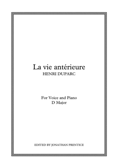 La vie antérieure (D Major) (arr. Jonathan Prentice)
