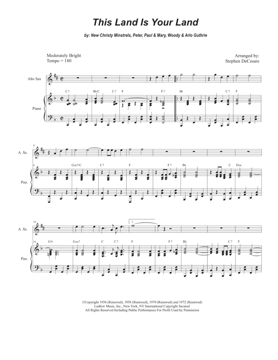 This Land Is Your Land (arr. Stephen DeCesare)