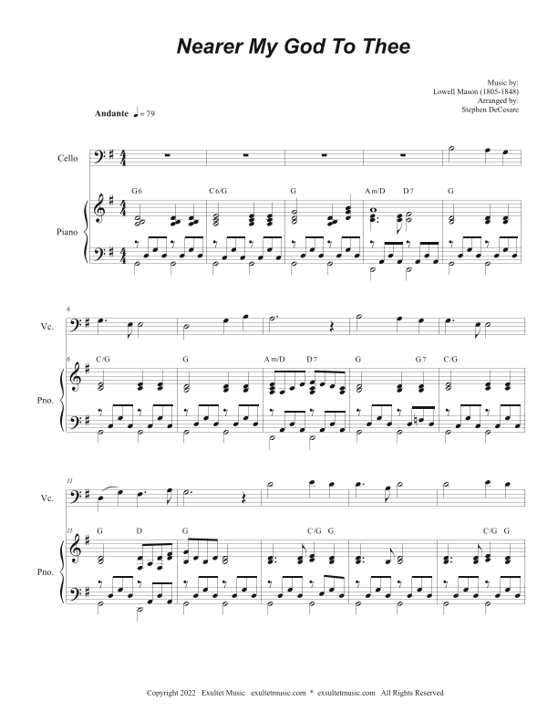 Nearer My God To Thee (Cello solo and Piano) (arr. Stephen DeCesare)