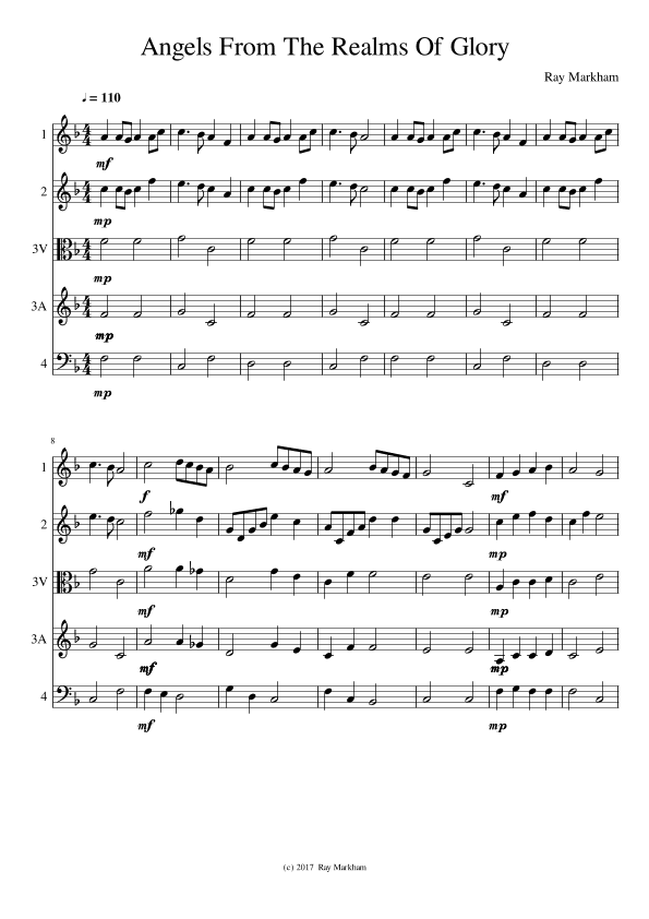 Angels From The Realms Of Glory (arr. Ray Markham)