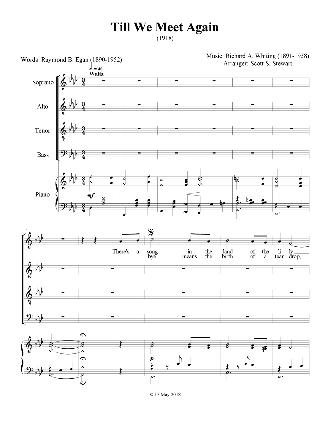 Till We Meet Again (1918) (arr. Scott S. Stewart)