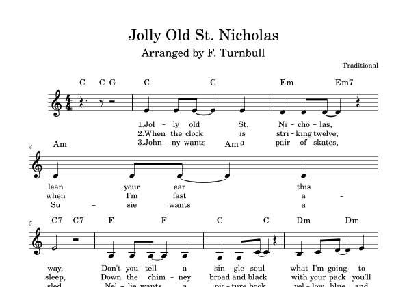 Jolly Old St. Nicholas (arr. F. Turnbull)