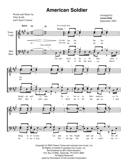 American Soldier (arr. Aaron Dale)