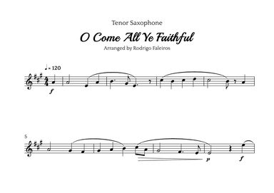 O Come All Ye Faithful (for tenor sax solo) (arr. Rodrigo Faleiros)