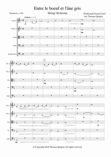 Entre le boeuf et l'âne gris (arr. Thomas Quigley)