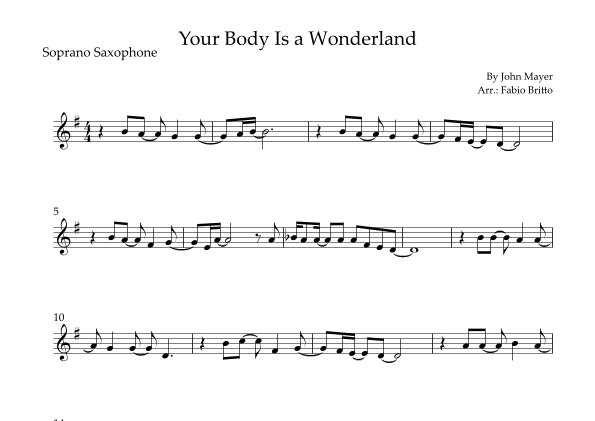 Your Body Is A Wonderland (arr. Fabio Britto)