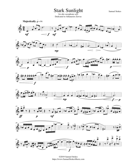 Stark Sunlight - for alto saxophone solo