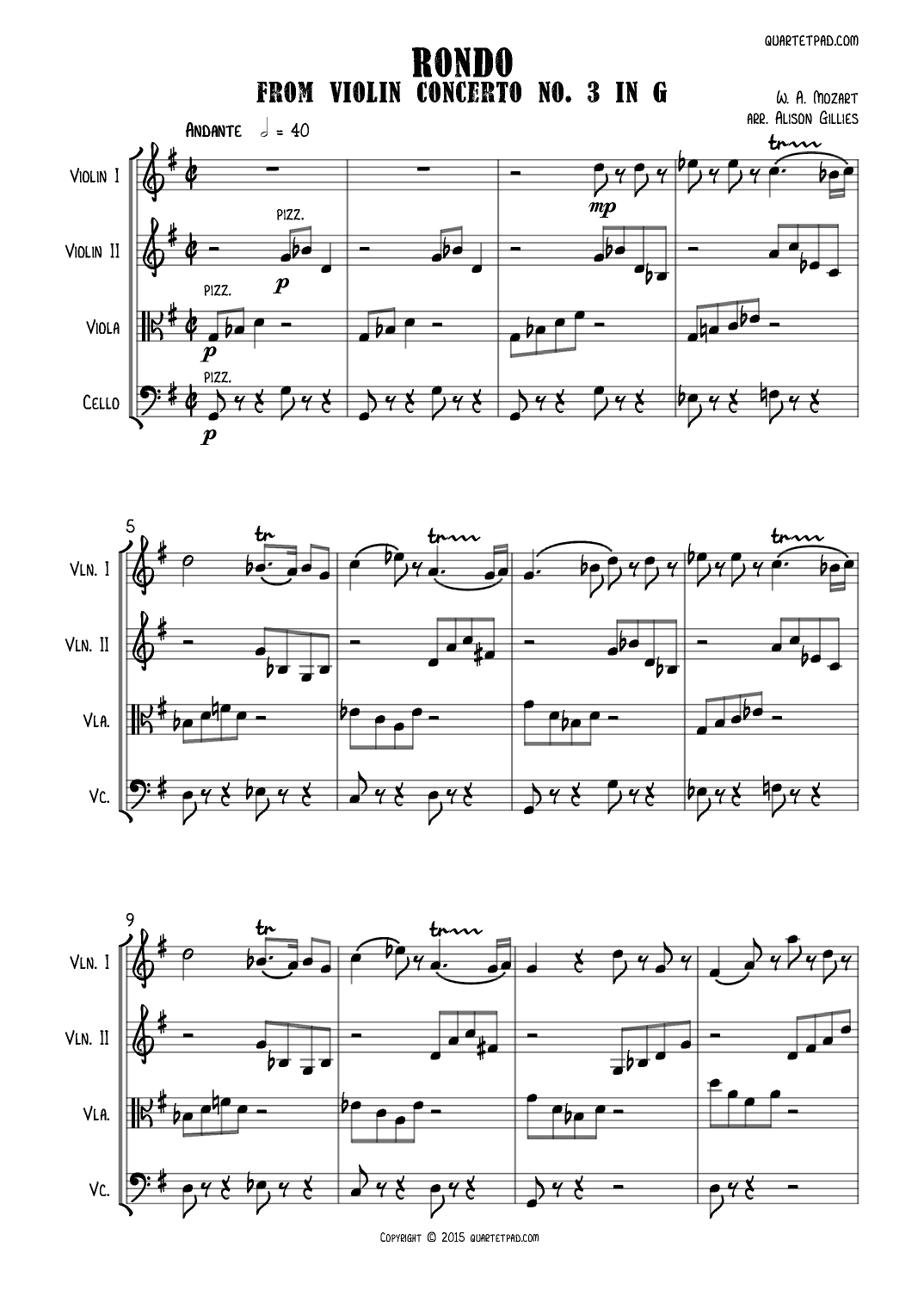 Mozart Rondo from Master & Commander - String Quartet (arr. Alison Gillies)