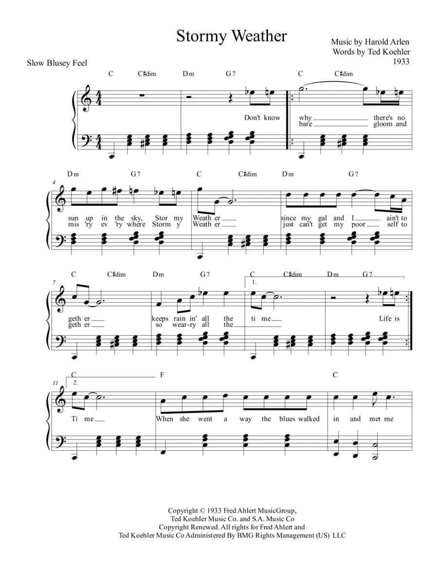 Stormy Weather (keeps Rainin' All The Time) (arr. Bernie Schweickart)