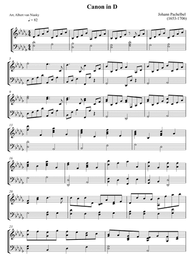 Johann Pachelbel - Canon in D - Db major key (arr. Albert van Niasky)