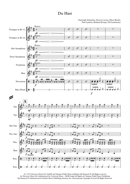 Du Hast (arr. S J Welburn)