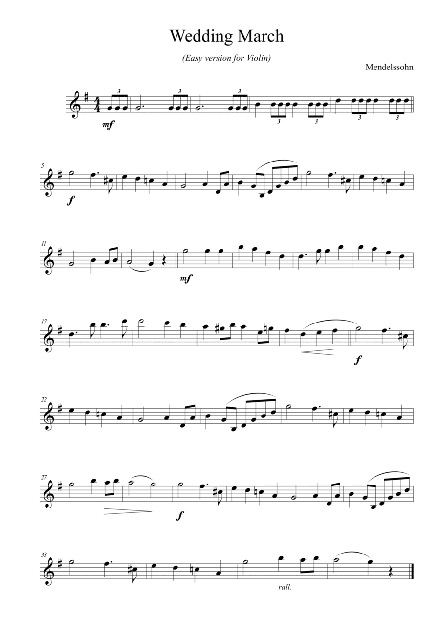 Wedding March for violin solo (arr. Passoni Music)