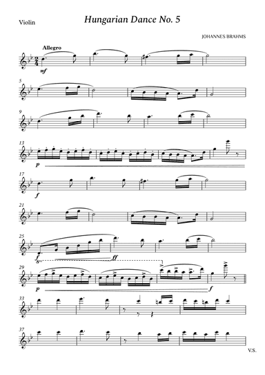 Hungarian Dance No. 5 for Violin (arr. Cássio Silva Chaves)