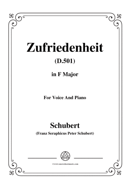Schubert-Zufriedenheit(Contentment),D.501,in F Major,for Voice&Piano (arr. MSM)