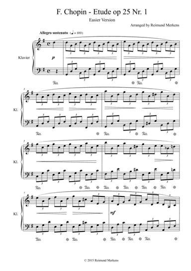Etude op 25 No 1 by Frederik Chopin - Simplified version (arr. Reimund Merkens)