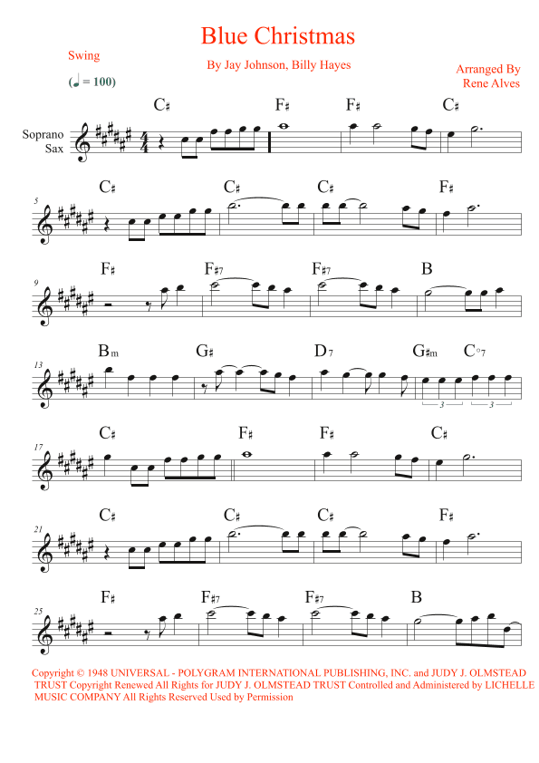 Blue Christmas (arr. Rene Alves)