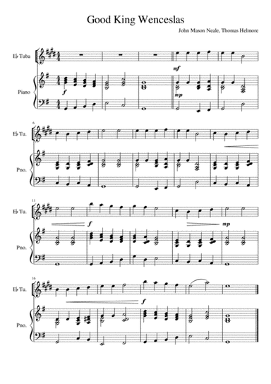 Good King Wenceslas - Eb Tuba (Treble Clef) and Piano (arr. Kacie J. Rickells)