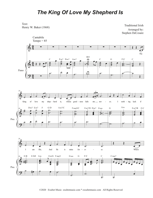 The King Of Love My Shepherd Is (Vocal Solo - Medium/High Key) (arr. Stephen DeCesare)