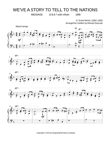 We've a Story to Tell to the Nations  (MESSAGE) (arr. Richard Giszczak)