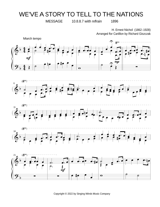 We've a Story to Tell to the Nations  (MESSAGE) (arr. Richard Giszczak)