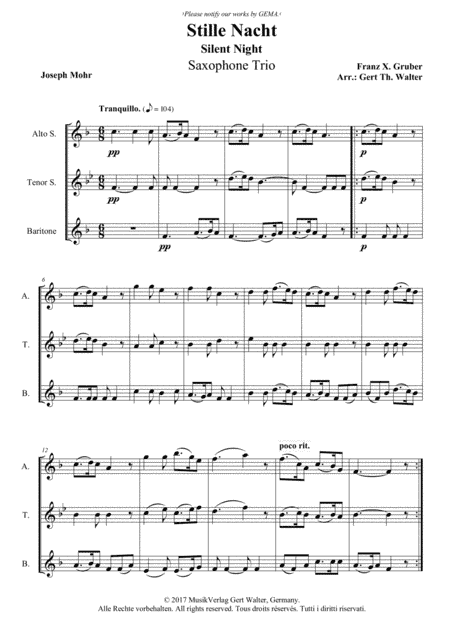 Silent Night (arr. Gert Th. Walter)