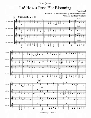 Lo! How a Rose E'er Blooming (Horn Quartet) (arr. Roger Wallace)