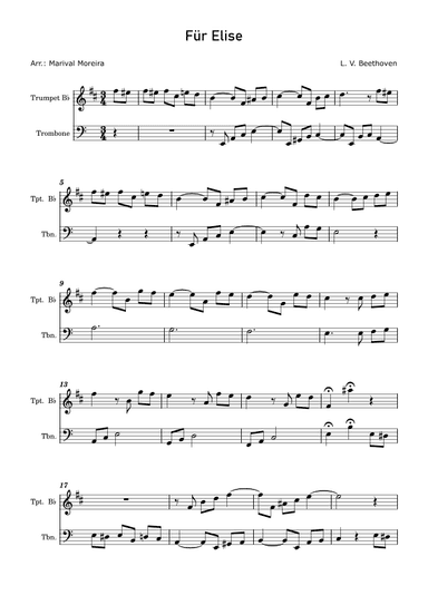Fur Elise - Beethoven Trumpet and Trombone (arr. Marival Moreira)