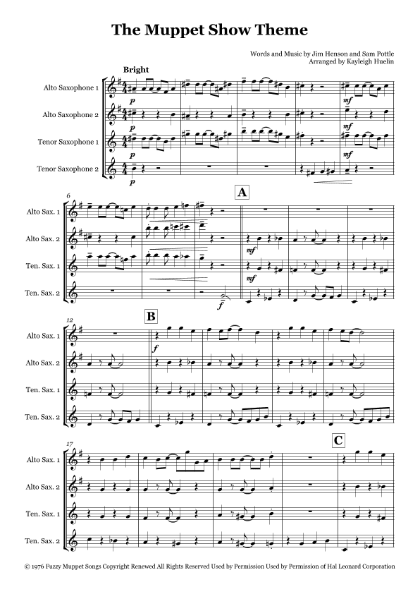 The Muppet Show Theme (arr. Kayleigh Huelin)