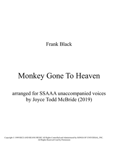Monkey Gone To Heaven (arr. Joyce Todd McBride)