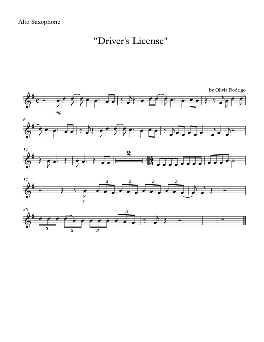 Drivers License (arr. SongBird Music)